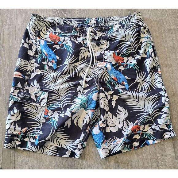 CHAPS MENS HAWAIIAN PRINT TOUCAN BIRD SWIM BOARD SHORTS L/G MESH BRIEF LINING - Picture 1 of 11